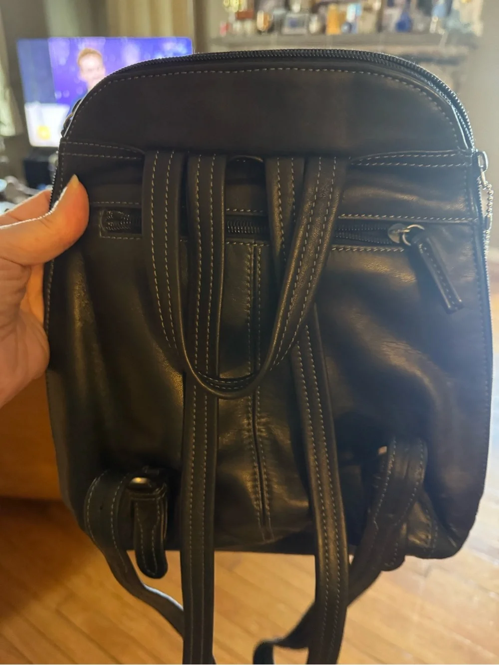 Classic Y2K Tignanello Black Leather Mini Backpack/Slingback